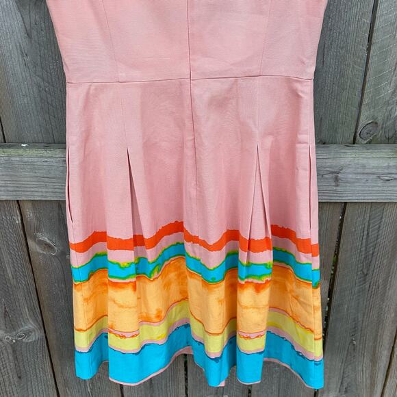 Anthropologie X Tracy Reese Dress Painterly Pleated Mini Fit & Flare Pink Size 2 - Picture 6 of 11